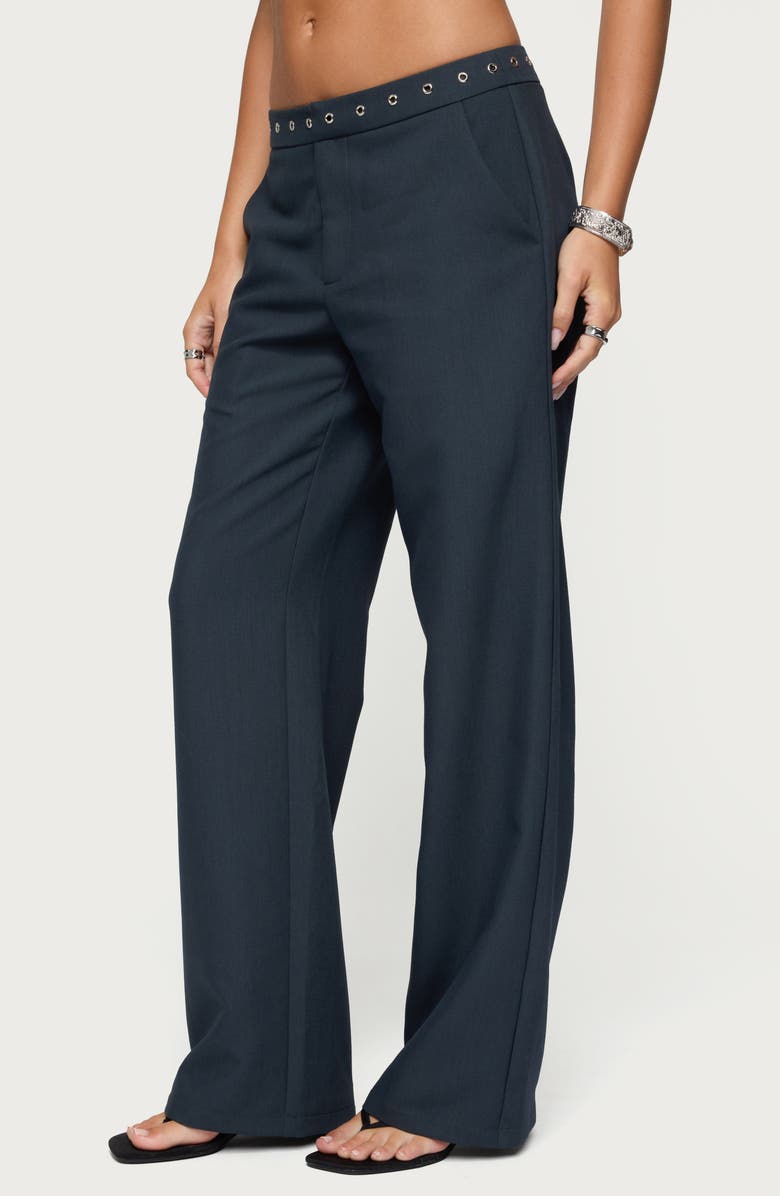 EDIKTED Ayve Eyelet Straight Leg Pants, Alternate, color, Dark-Gray