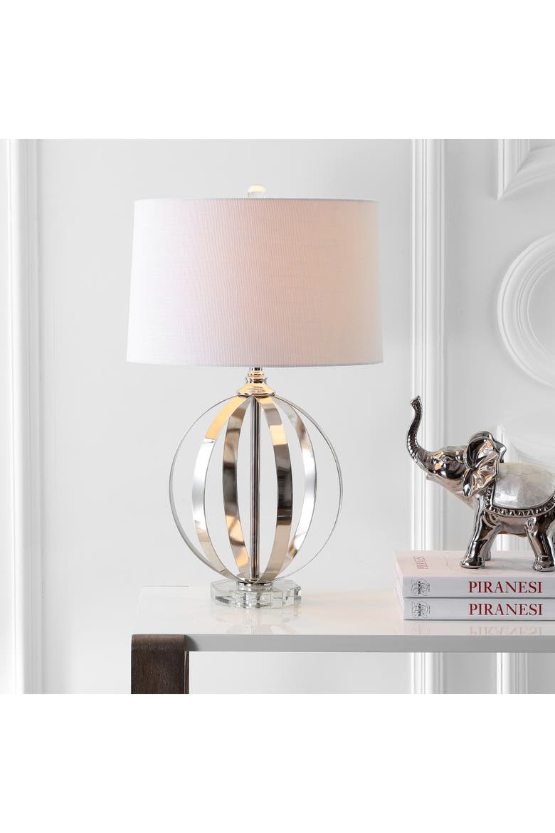 Logan 26" Metal Orb LED Table Lamp, Polished Nickel, Alternate, color, Polished Nickel/Clear