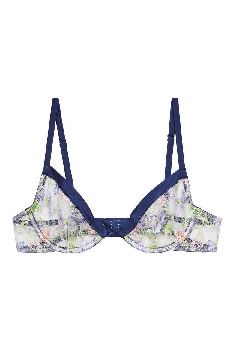 Elara Embroidered Underwire Demi Bra, Main, color, MIDNIGHT NAVY