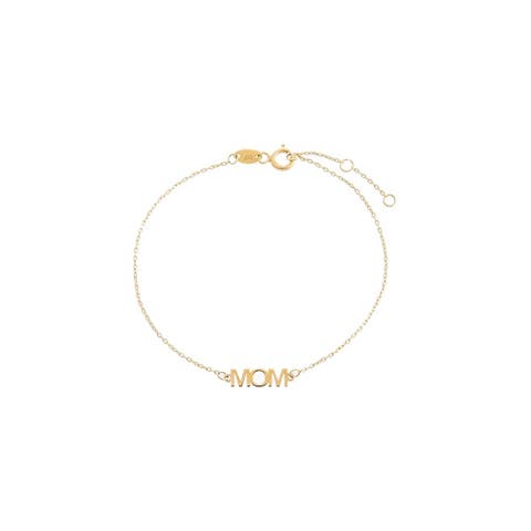 Solid Mom Nameplate Bracelet 14K