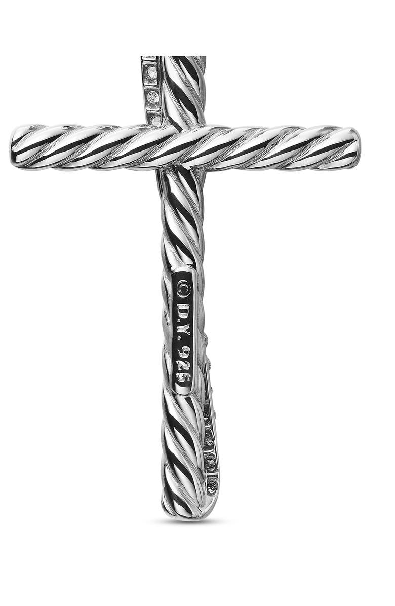 David Yurman Crossover Cross Pendant in Sterling Silver with Pavé Diamonds, Alternate, color, 