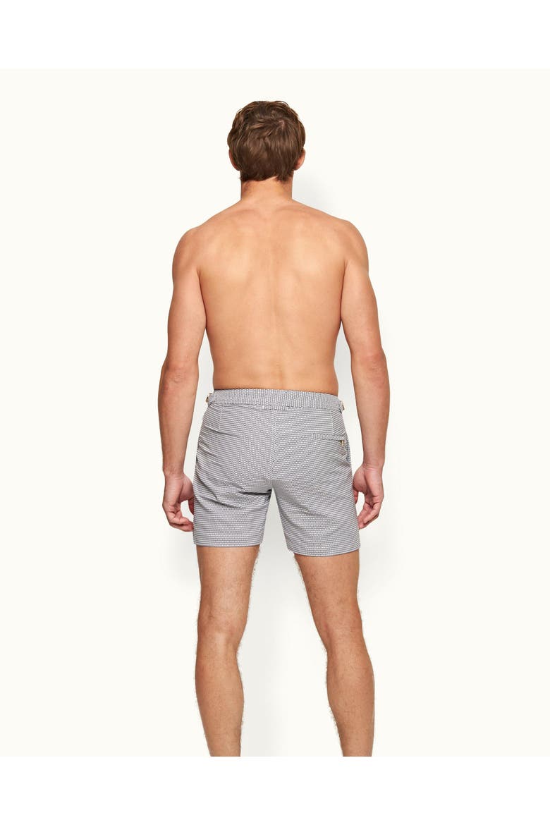 Bulldog X Jacquard Mid-Length Swim Shorts, Alternate, color, NAVY/CLOUD