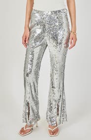 Endless Rose Sequin Slit Leg Flare Pants