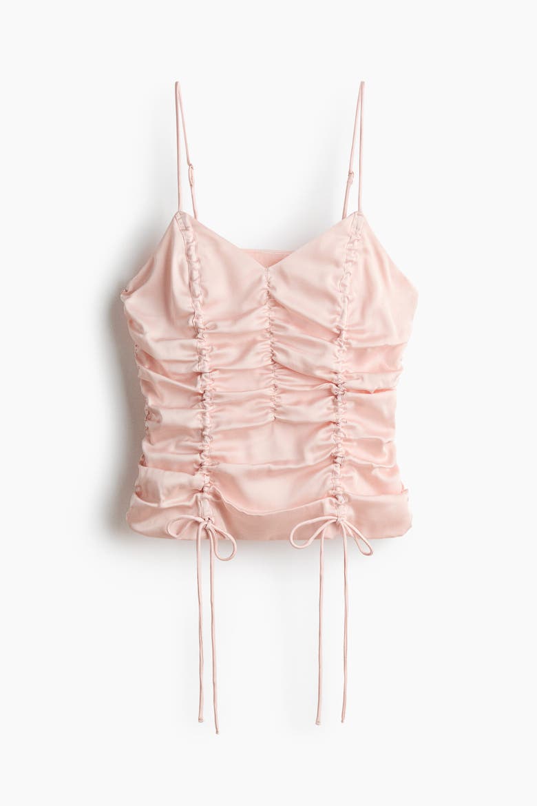Ruched Satin Top, Alternate, color, Light pink