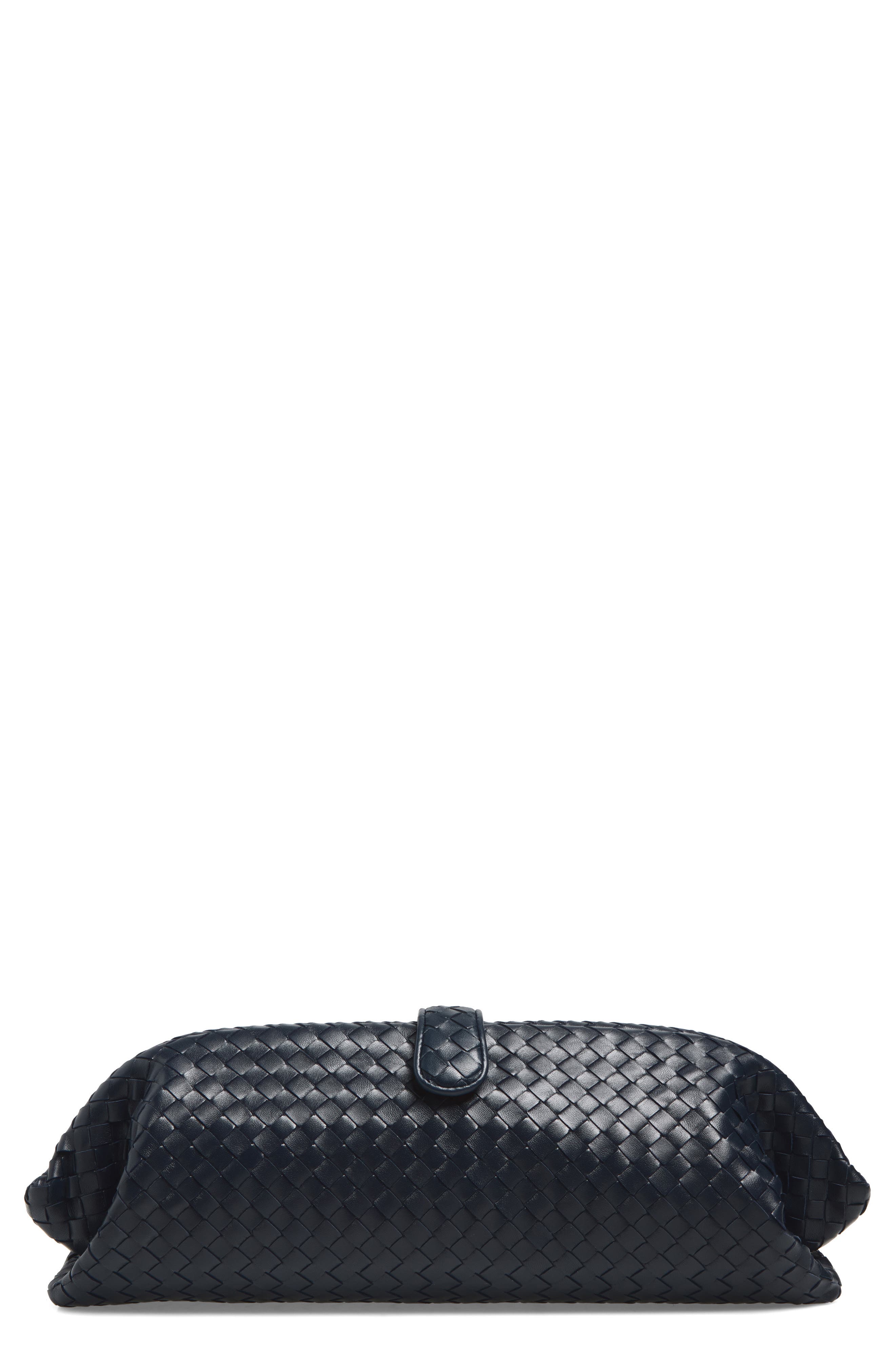 Bottega Veneta Lauren Intrecciato Clutch, Main, color, 4346 Midnight-Brass V