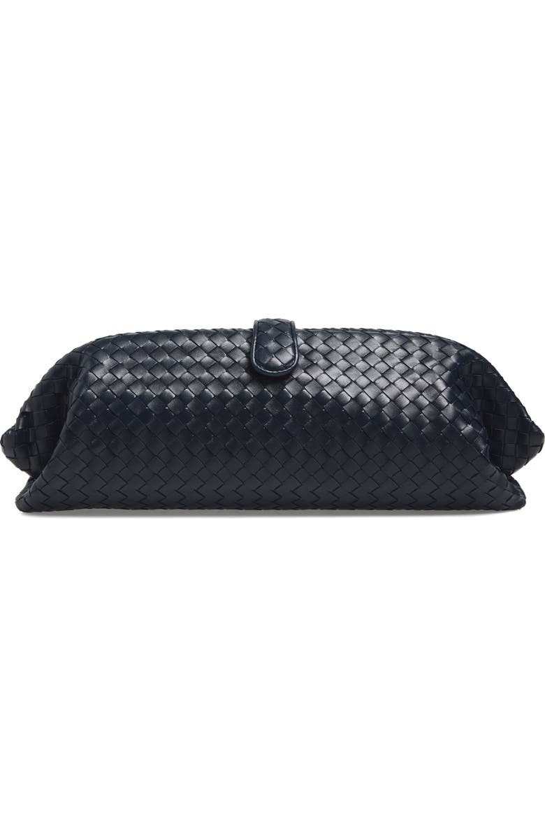 Bottega Veneta Lauren Intrecciato Clutch, Main, color, 4346 Midnight-Brass V