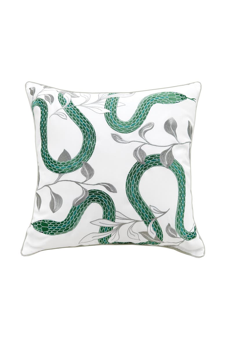 Modern Garden Snake Pillow, Main, color, Green