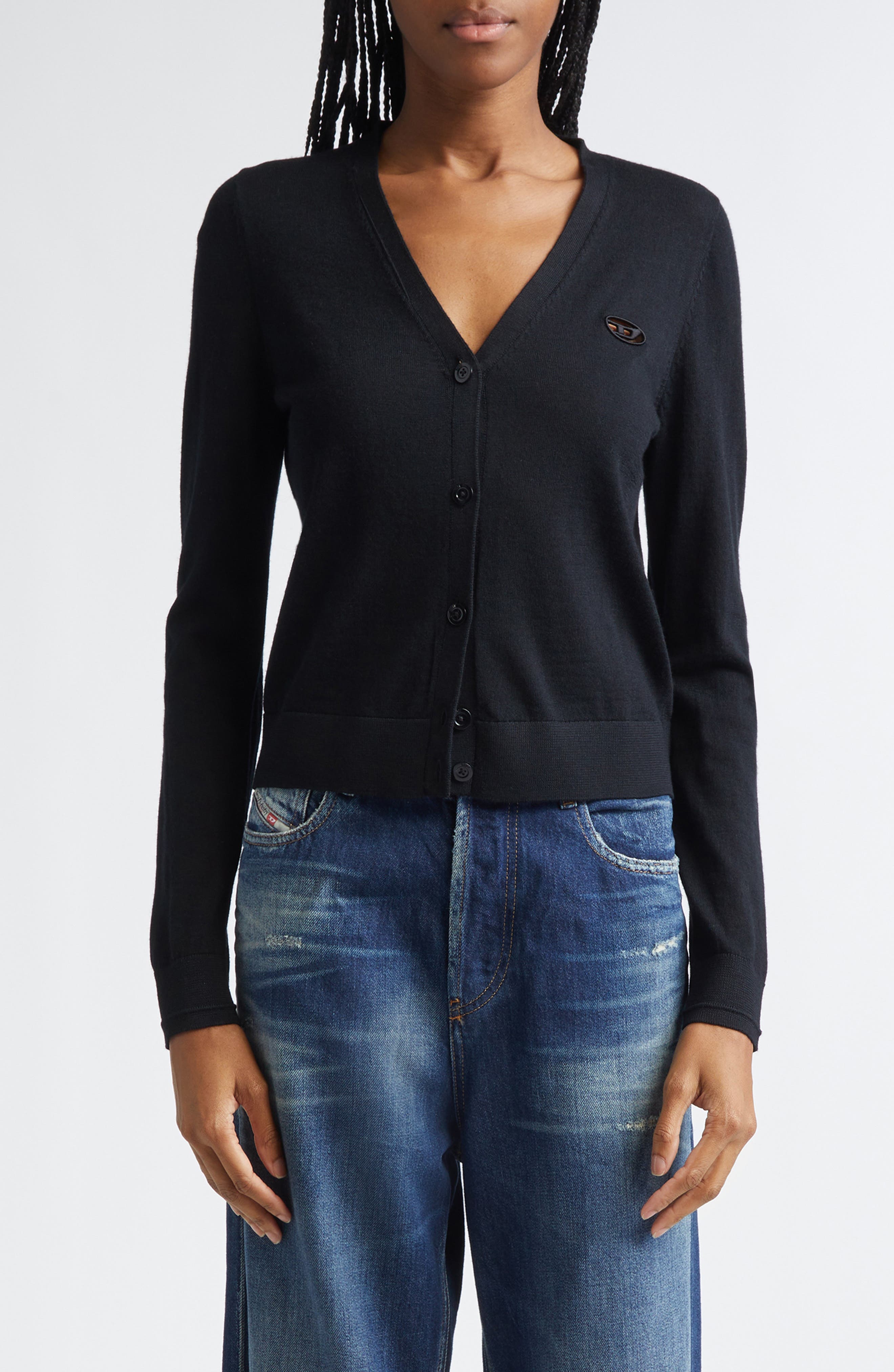 M-Alima Oval D Logo Wool Cardigan