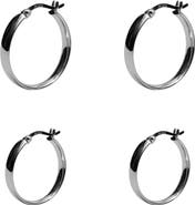 Argento Vivo Sterling Silver 2 Pairs of Sterling Silver Flat Edge Hoop Earrings