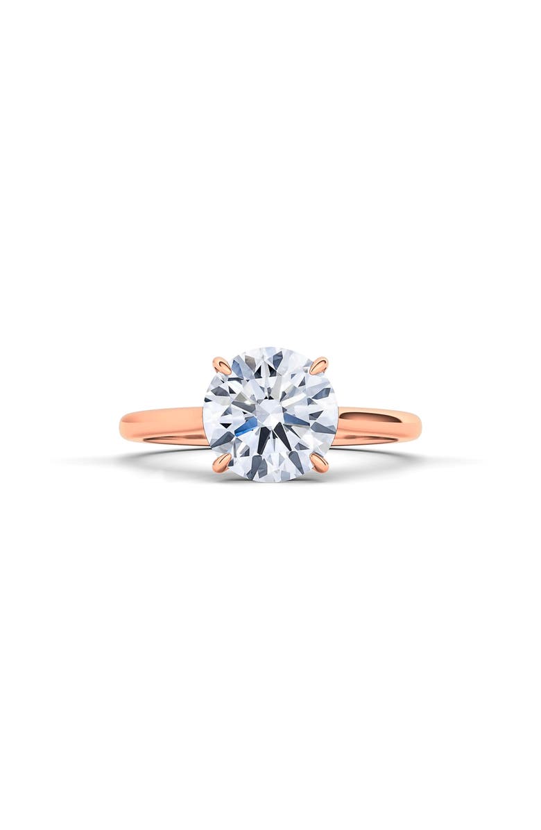 HauteCarat Round Brilliant Cut Lab Created Diamond Ring, Main, color, 2.00 Ctw 18K Rose Gold