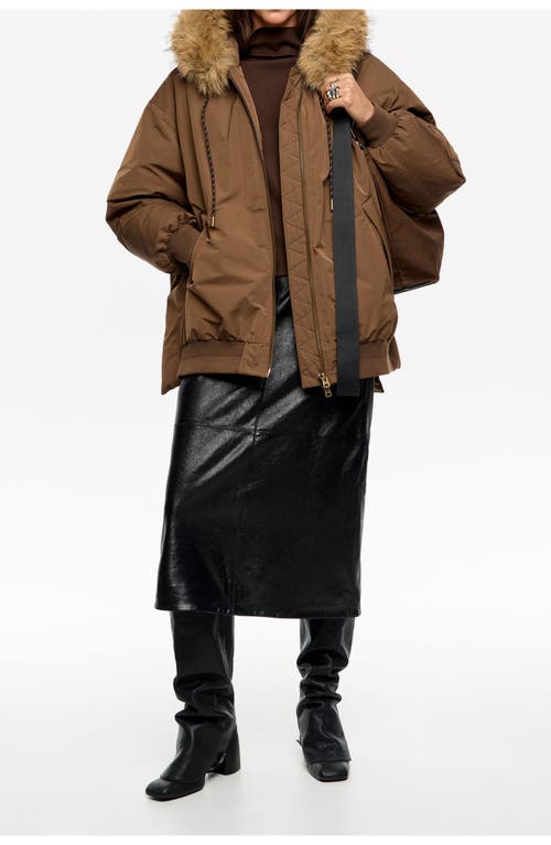 Bimba Y Lola Hooded Down Bomber Jacket In Brown