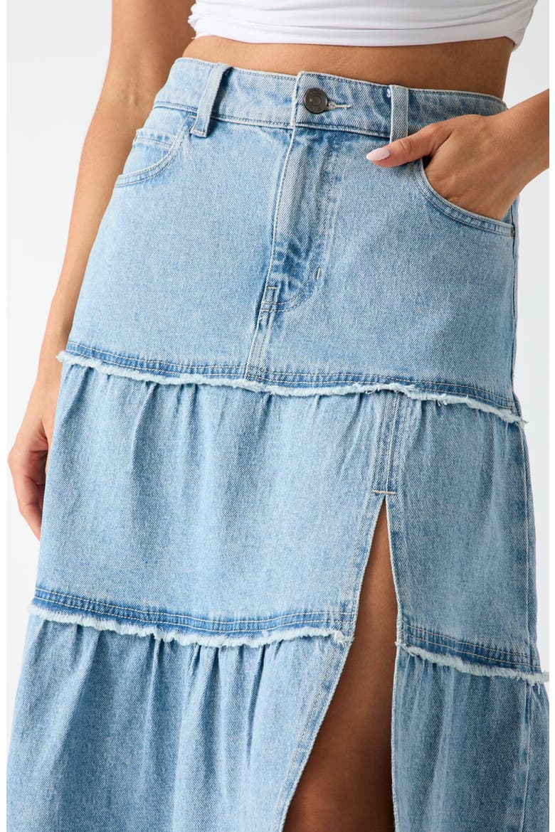 Rori Tiered Denim Midi Skirt, Alternate, color, DNTO-BLUE