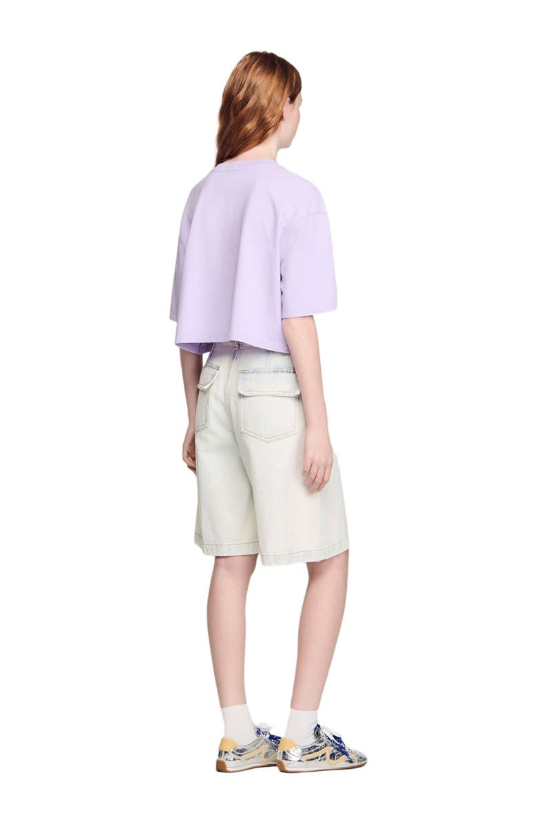 SANDRO Rhinestone cropped T-shirt, Alternate, color, Mauve