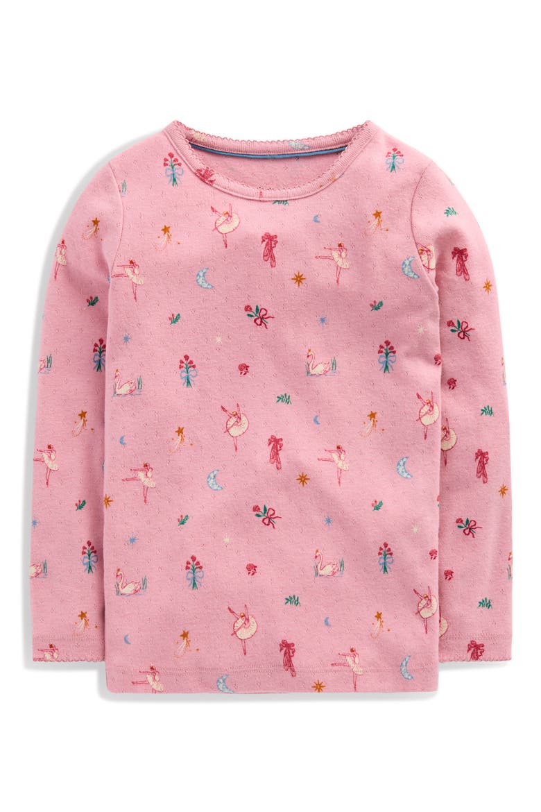 Kids' Long Sleeve Pointelle T-Shirt, Main, color, PINK SWAN LAKE