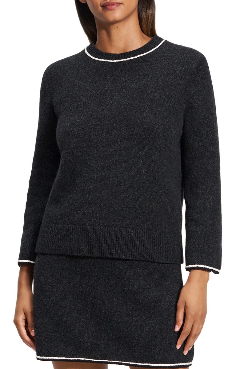 Theory Contrast Trim Wool & Cashmere Sweater, Alternate, color,