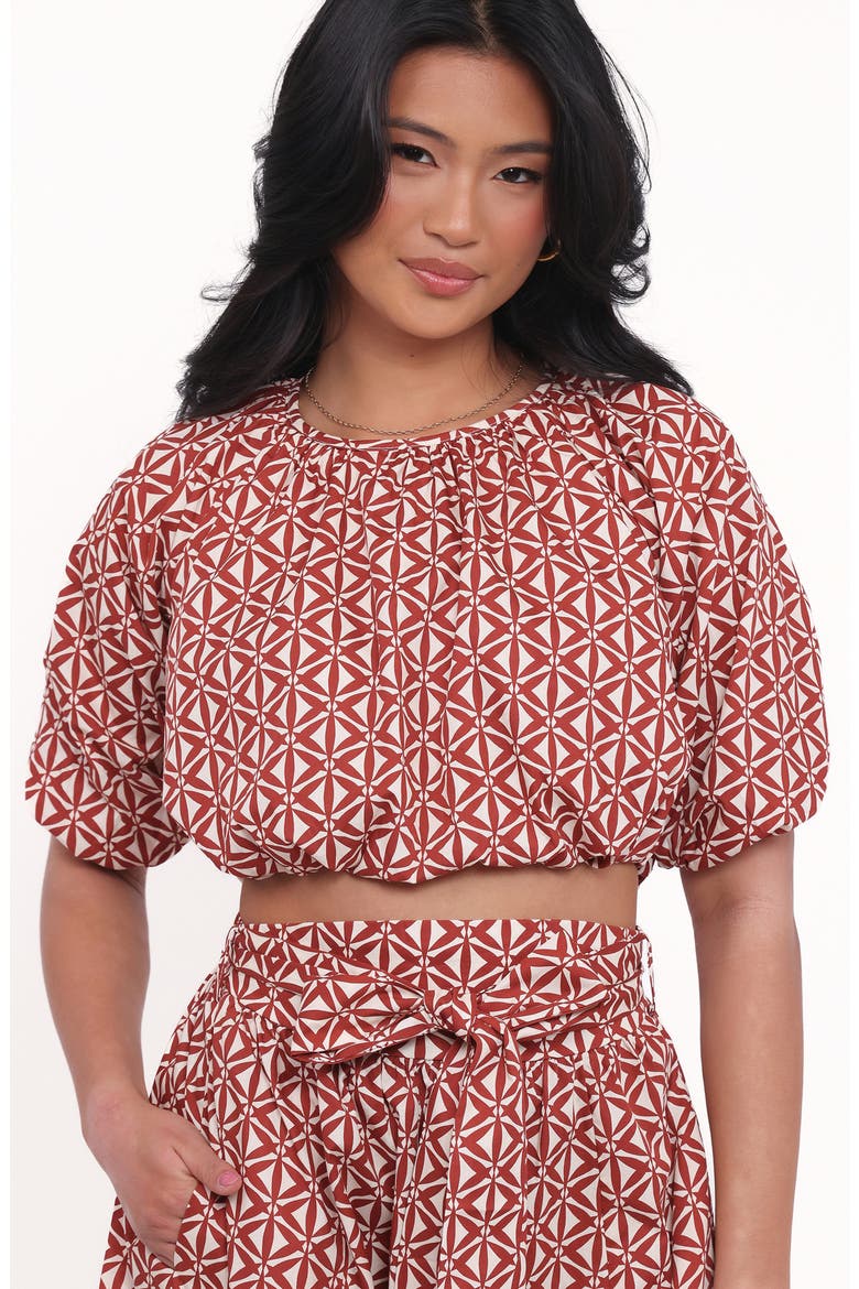 Delilah Cotton Geo Print Crop Top & Skirt Set, Alternate, color, GEO PRINT