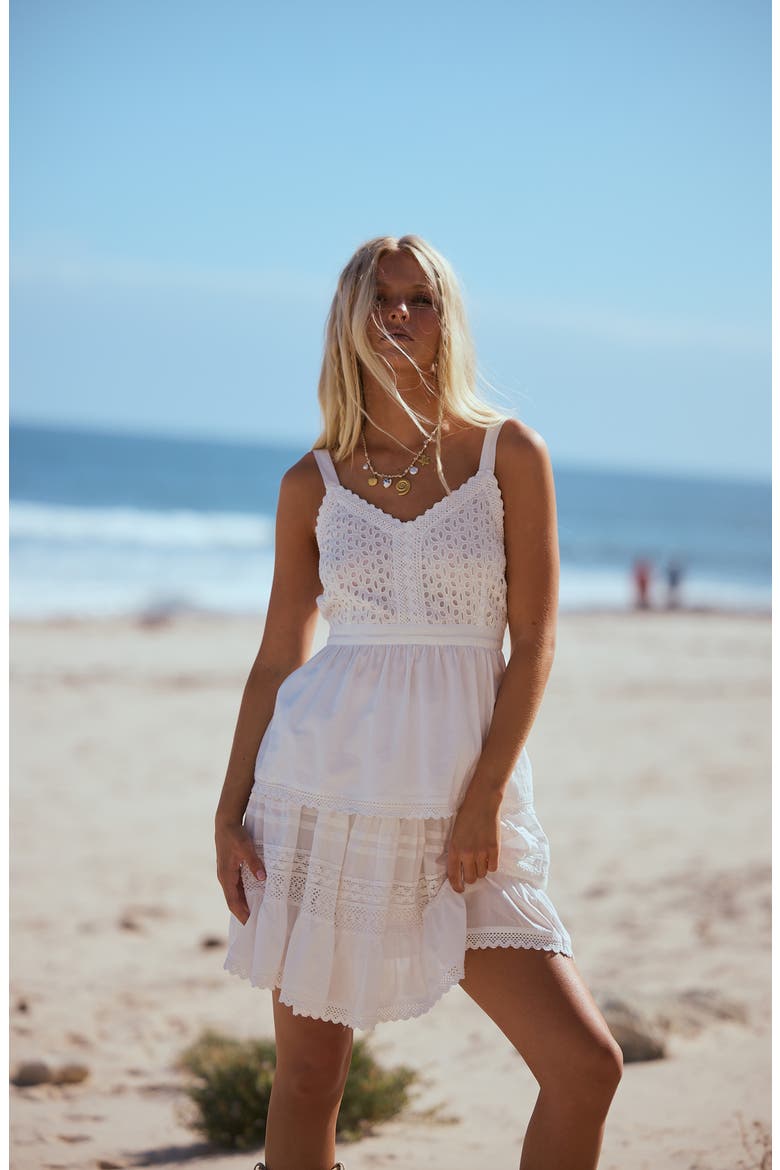 Tallulah Eyelet Peplum Cotton Tank, Alternate, color, WHITE