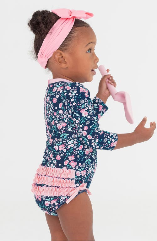 Rufflebutts Moonlit Meadow Rashguard One-piece Swimsuit In Moonlit Meadow