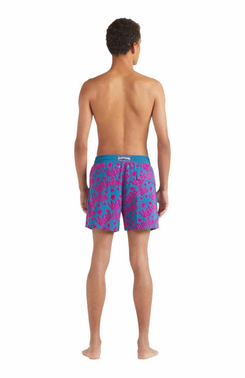 Vilebrequin Moorea Beach Shorts With Flocked Pattern In Paon