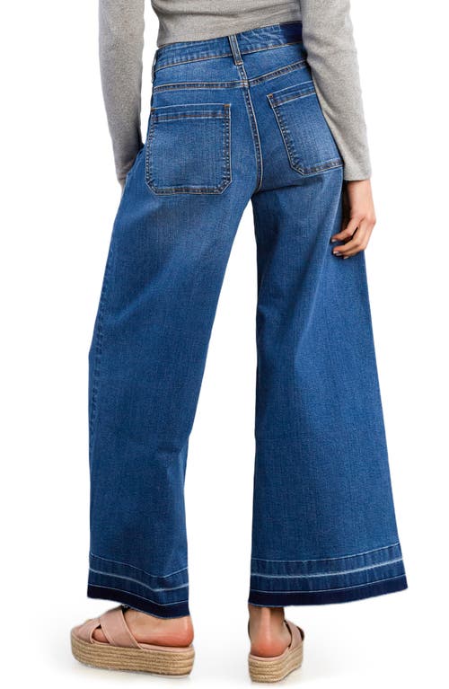 Hint Of Blu Lucy Patch Pocket Wide Leg Jeans In Blue