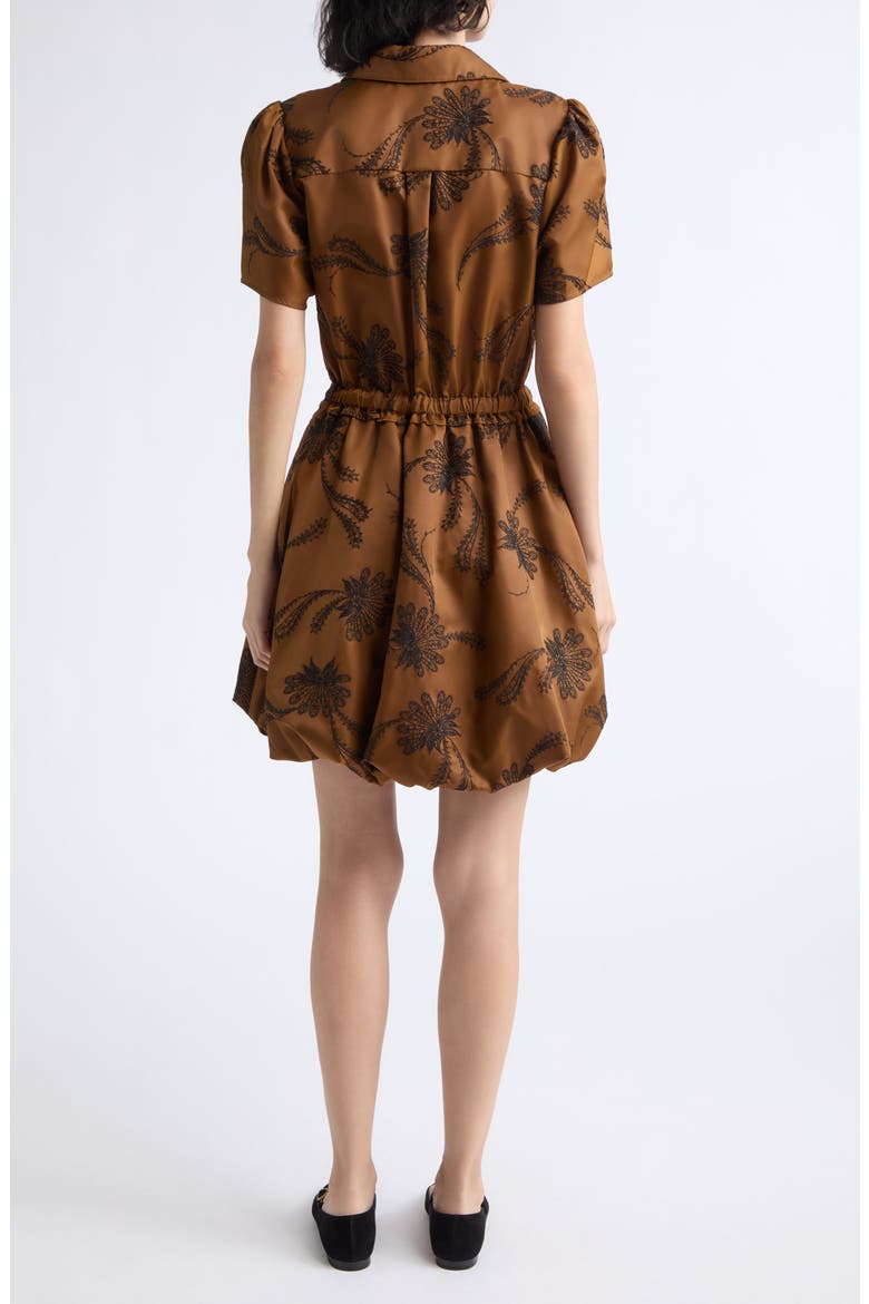 Ophelie Paisley Embroidered Bubble Hem Minidress, Alternate, color, TOFFEE/ BLACK