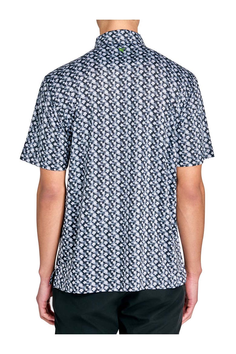 Regular Fit Tropical Flower Recycled Performance Golf Polo, Alternate, color, BLACK/WHITE