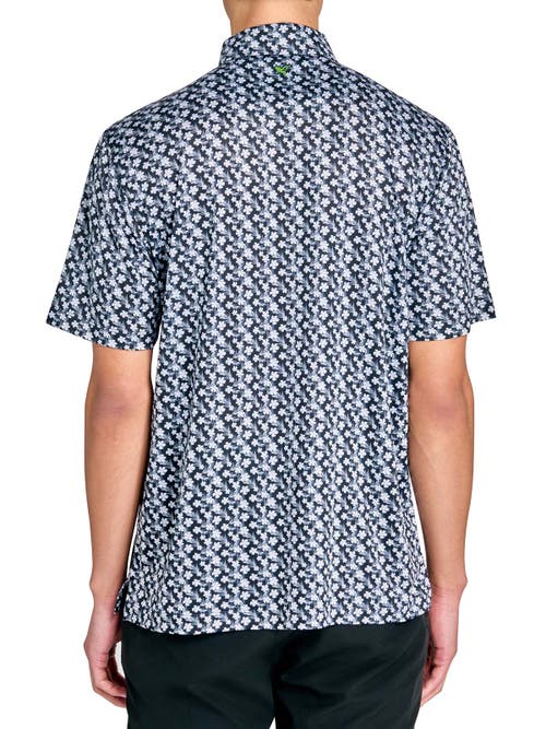 Construct Tropical Flower Polo In Black/white