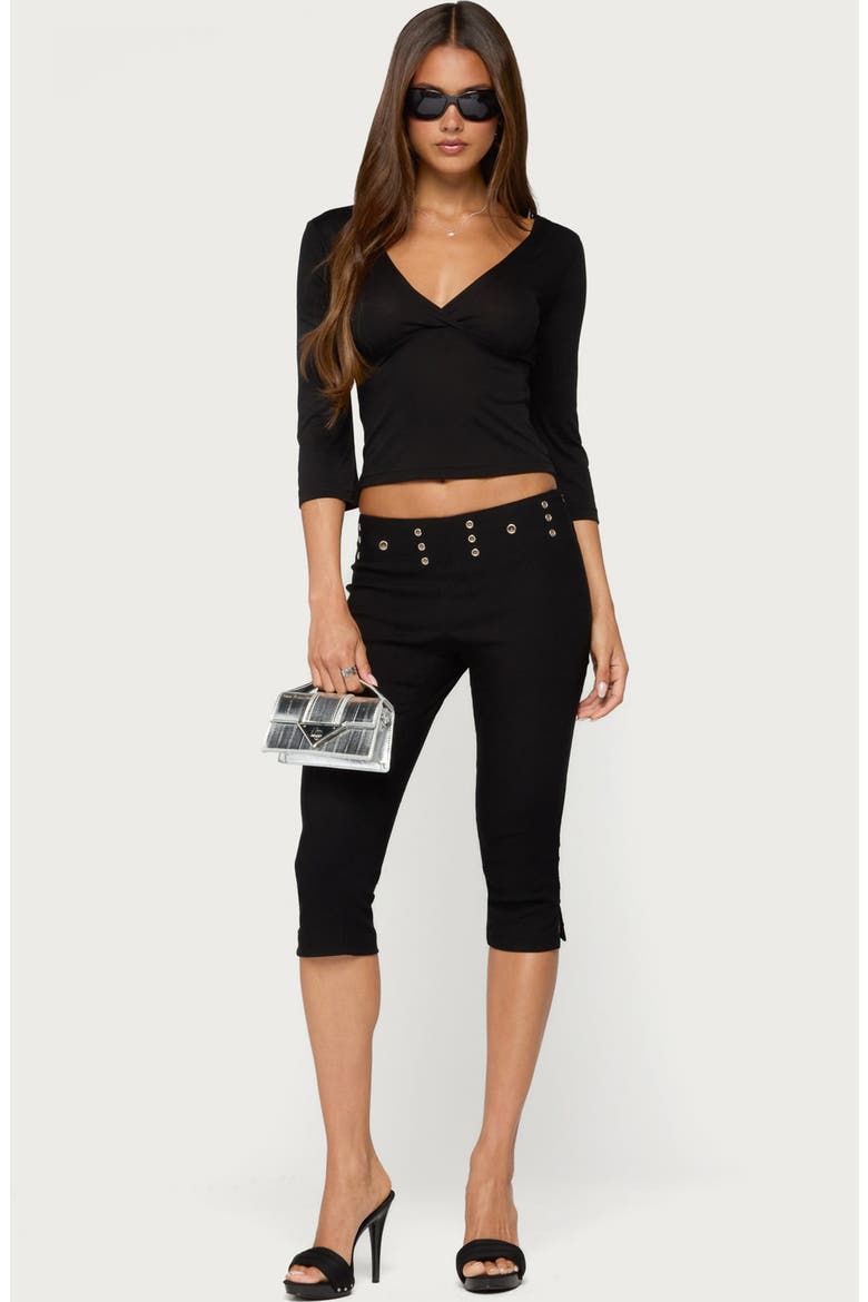Meeva Grommet Capri Pants, Alternate, color, BLACK