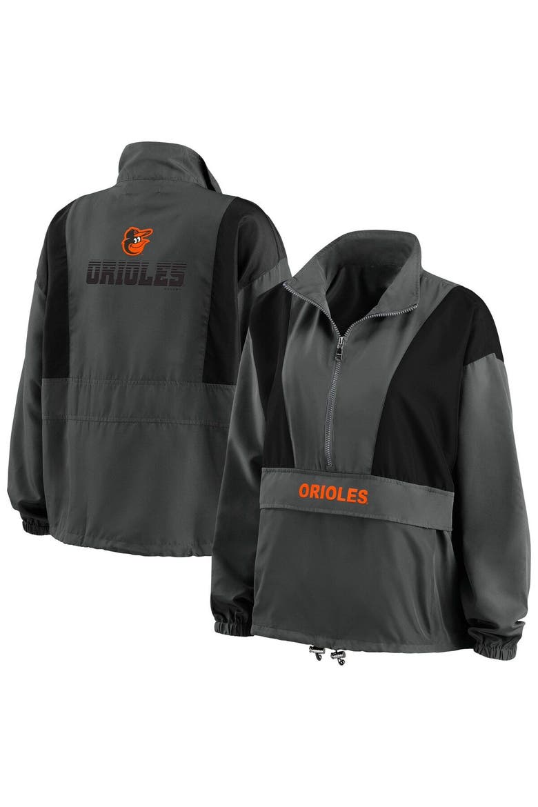 Women's WEAR by Erin Andrews Charcoal Baltimore Orioles Packable Half-Zip Jacket, Main, color, Charcoal