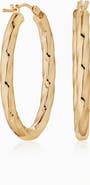 Oradina 14K Yellow Gold Goddess Oval Hoops