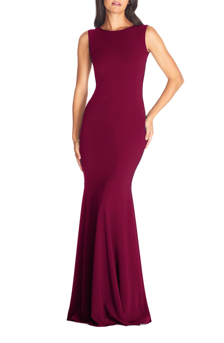 Dress the Population Leighton Sleeveless Mermaid Evening Gown, Main, color, Dark Magenta