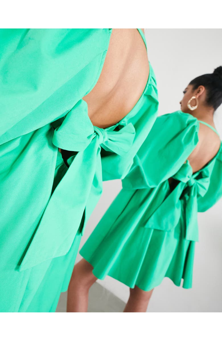 ASOS DESIGN EDITION Bow Back Cotton Babydoll Dress, Alternate, color, 