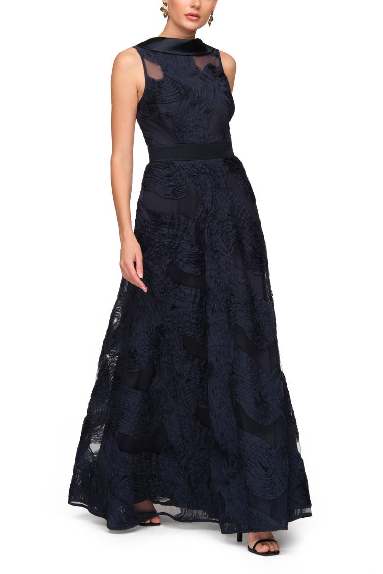 Anna Soutache A-Line Evening Gown, Alternate, color, NAVY