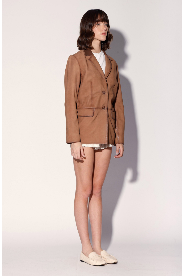 Ray Leather Blazer, Alternate, color, Mousse Nubuck