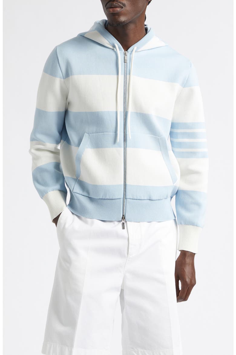 Hector Rugby Stripe Jacquard Zip Hoodie, Main, color, LIGHT BLU