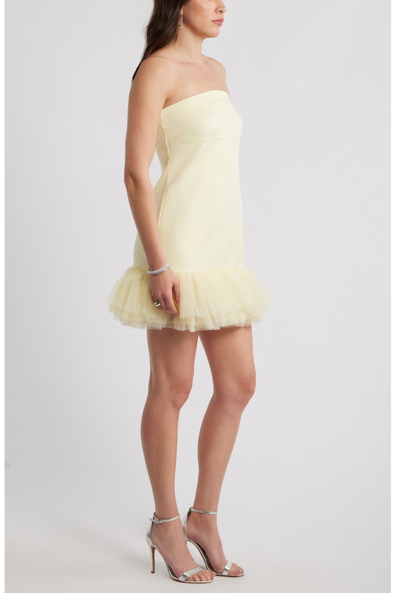 Tulle Ruffle Strapless Minidress, Alternate, color, YELLOW FROST
