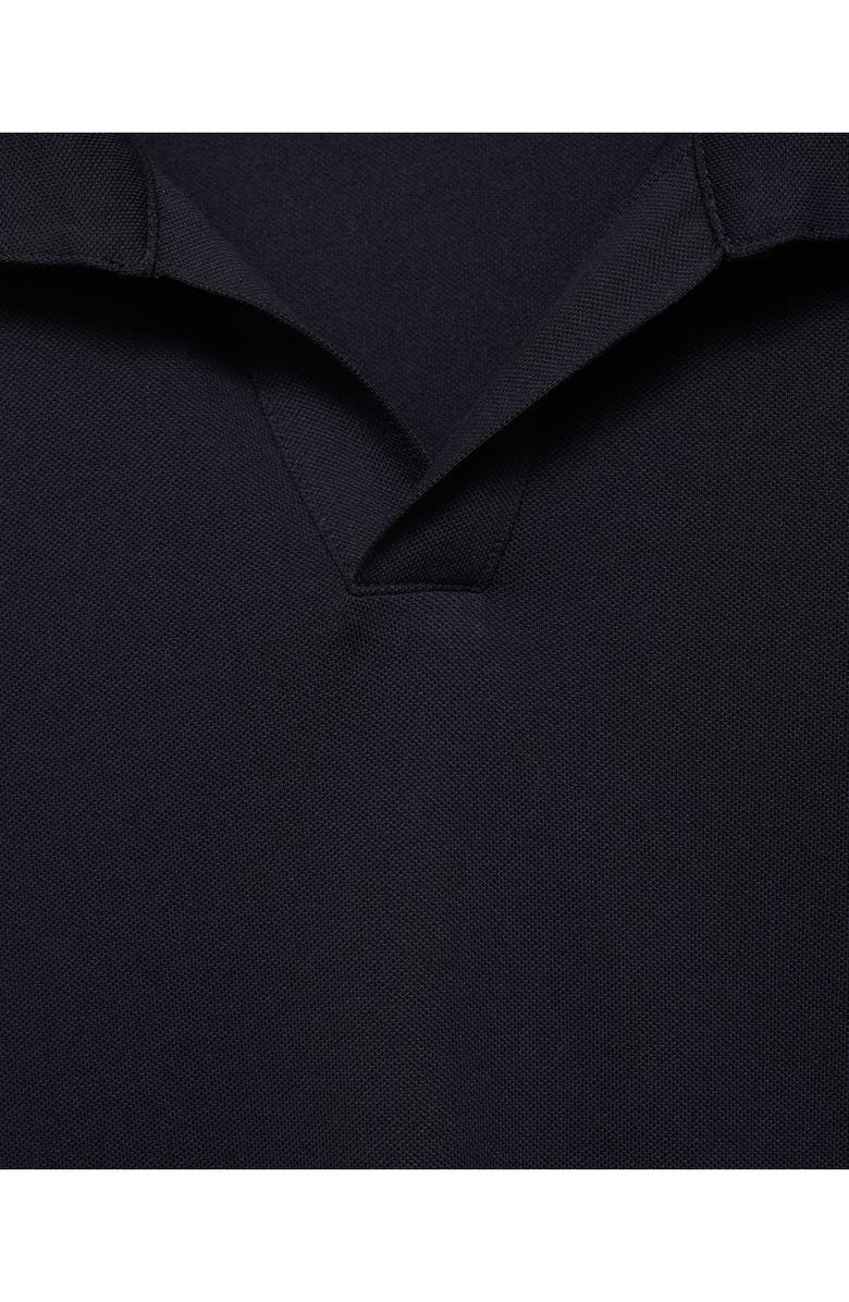 MANGO Slim Fit Johnny Collar Cotton Blend Piqué Polo, Alternate, color, Night Blue