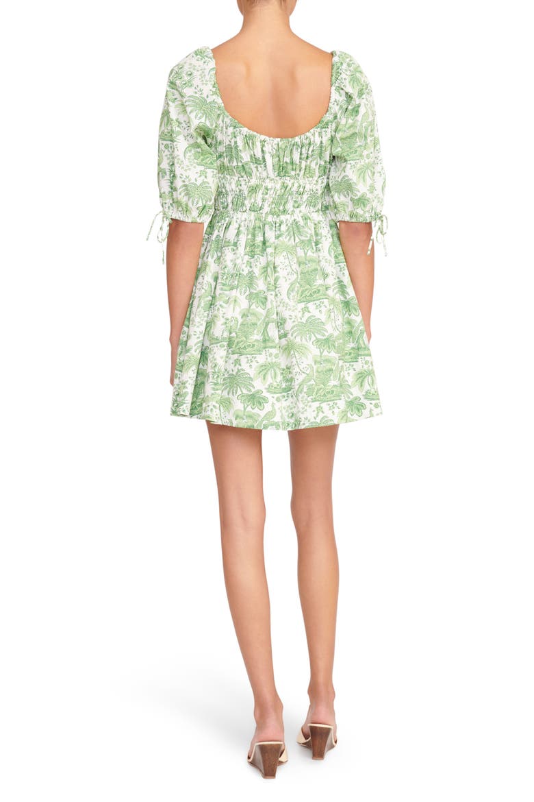 Faye Puff Sleeve Stretch Cotton Minidress, Alternate, color, CLOVER TOILE