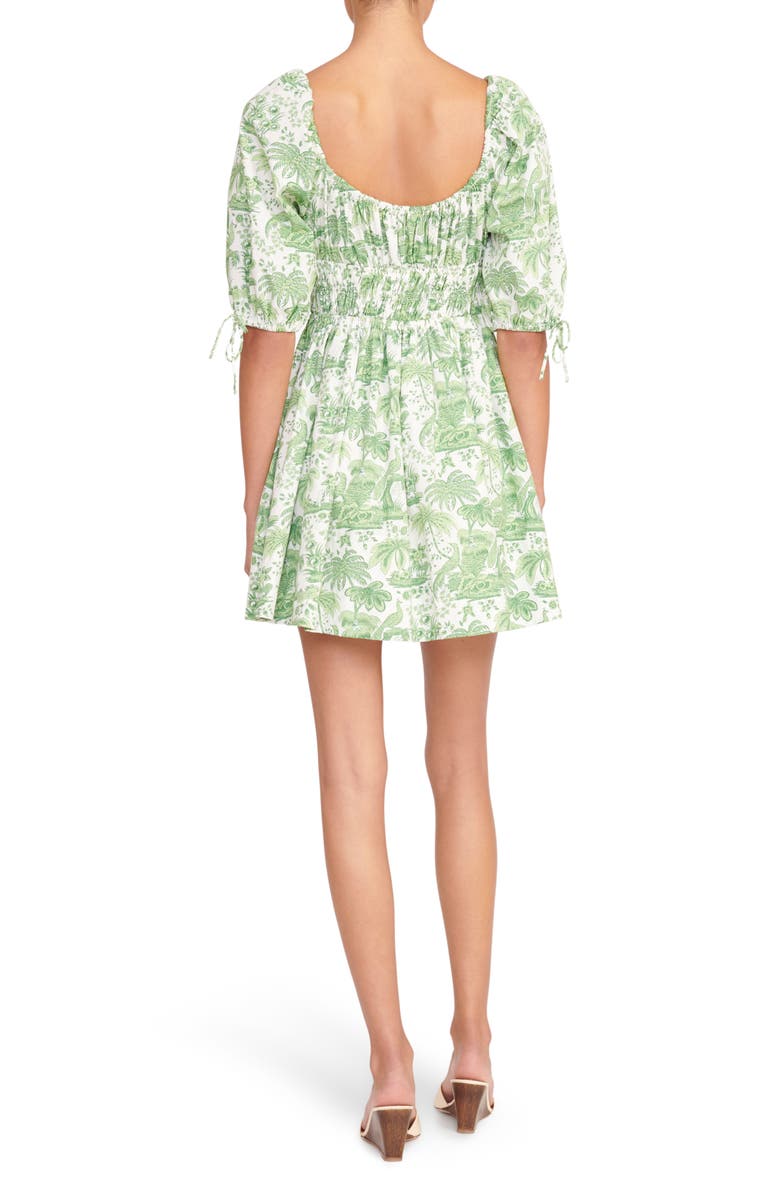 STAUD Faye Puff Sleeve Stretch Cotton Minidress, Alternate, color, 