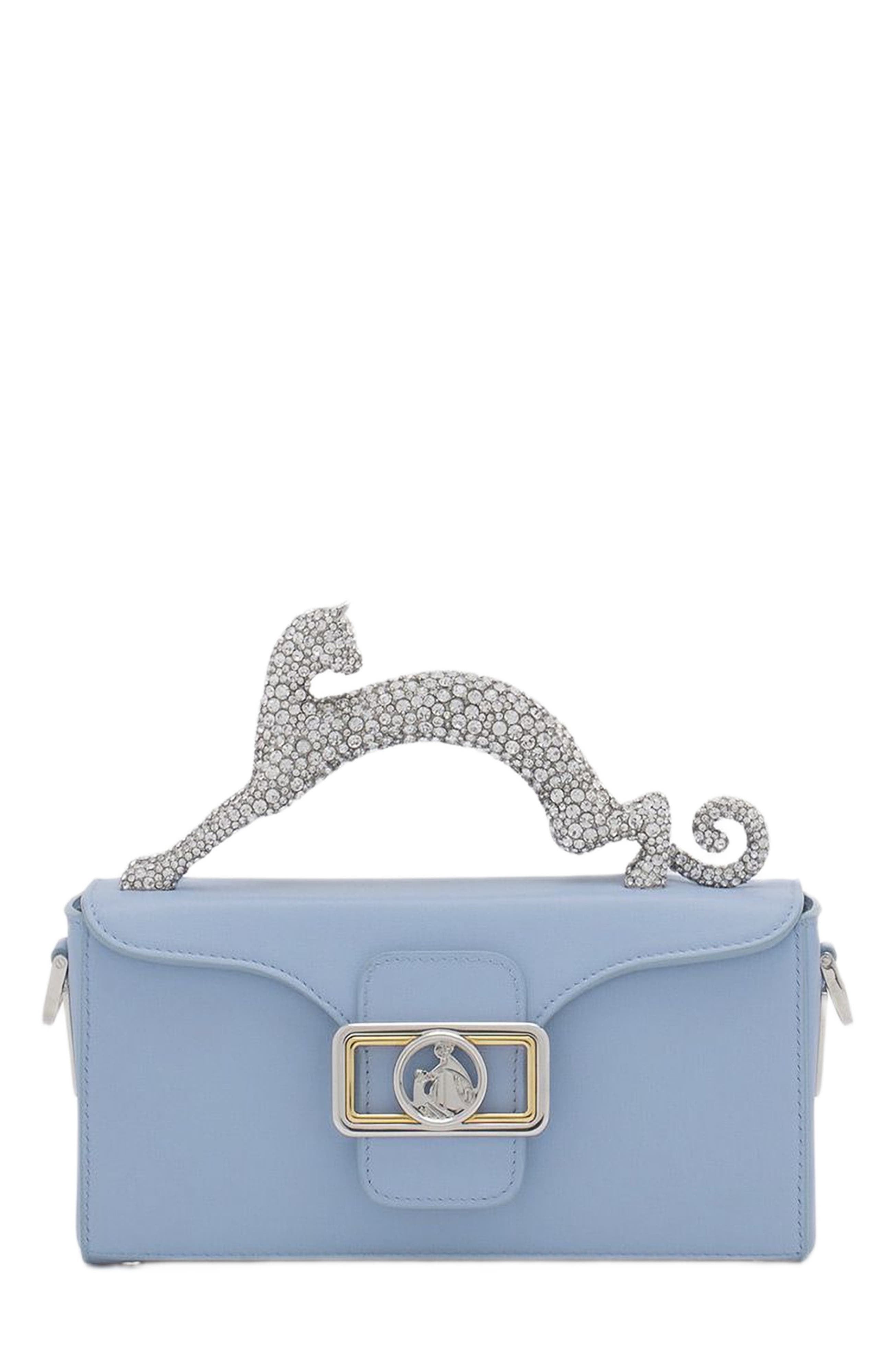 Lanvin Nano Pencil Cat Bag In Leather And Rhinestone, Main, color, 