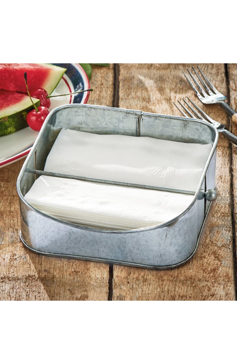 tag Galvanized Napkin Holder Stylish Kitchen Serveware Organizer, Alternate, color, Silver