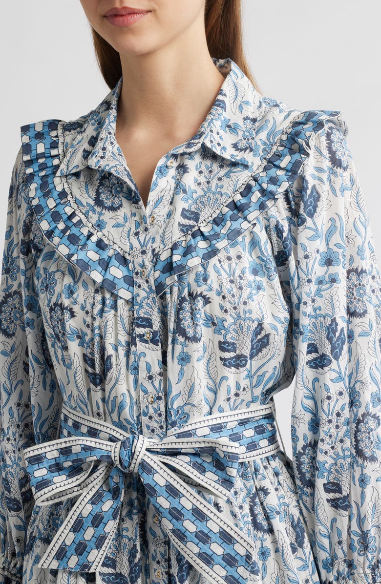 Cleobella Lotte Long Sleeve Mini Shirtdress, Alternate, color, 