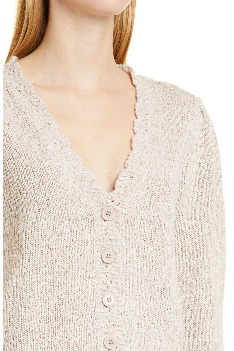 Joyce Cotton Blend Slub Cardigan, Alternate, color, IVORY MULTI