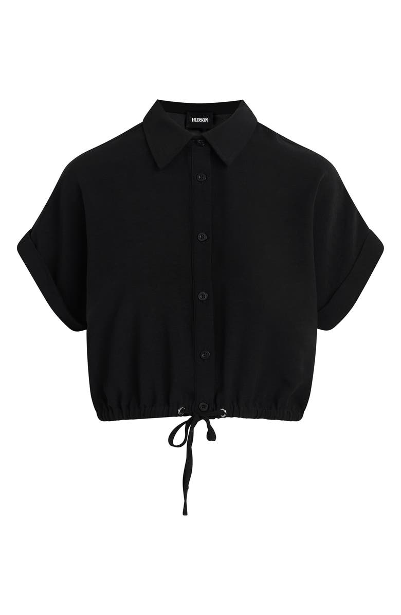 Hudson Jeans Drawstring Hem Crop Button-Up Shirt, Alternate, color, Black
