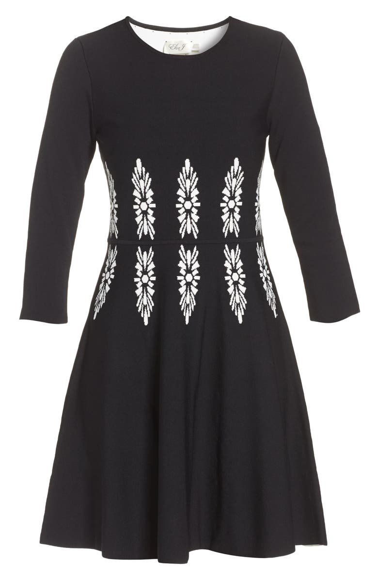 Eliza J Three-Quarter Sleeve Fit & Flare Dress, Alternate, color,