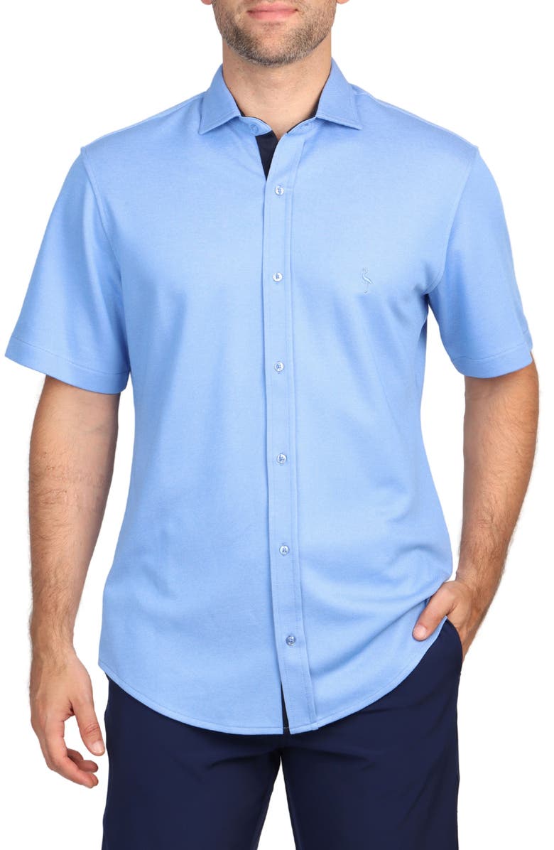 TailorByrd Solid Modal Blend Short Sleeve Shirt, Main, color, Oxford Blue