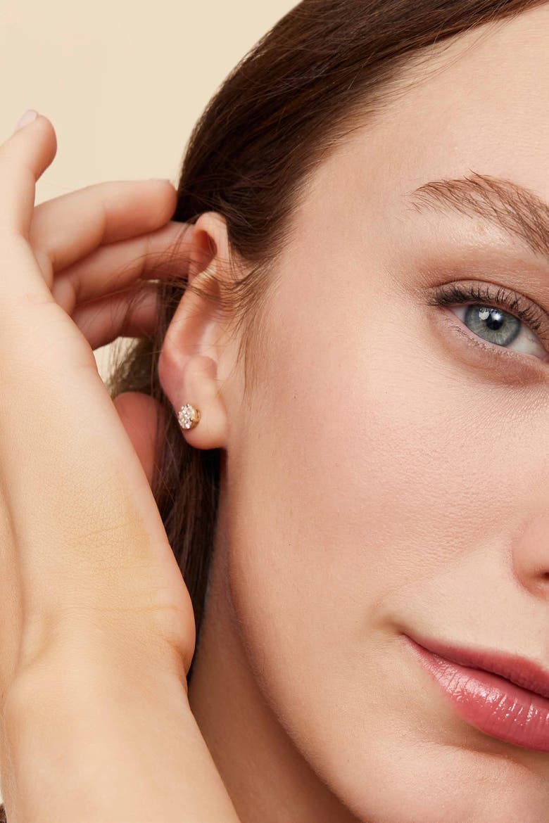 14K Gold Illusion Classic Diamond Studs, Alternate, color, Yellow Gold - Diamonds