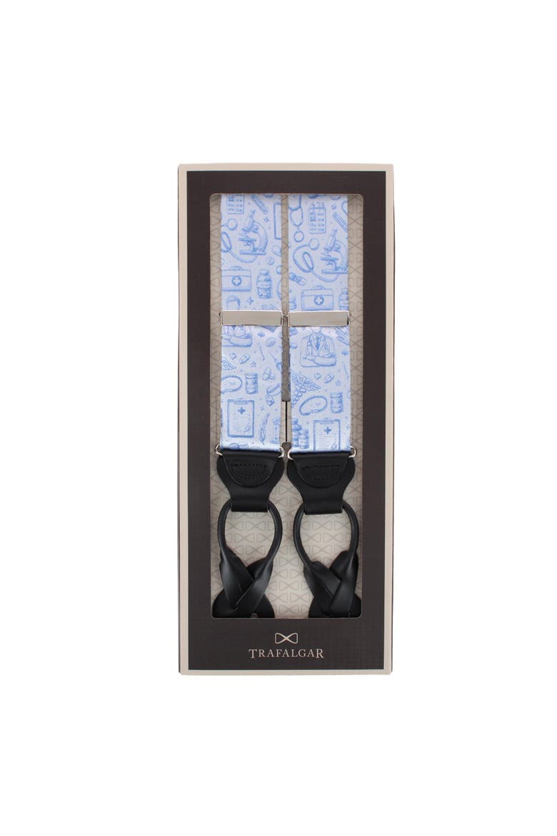 Medical Alert Silk Novelty Button End Suspenders, Alternate, color, Light Blue