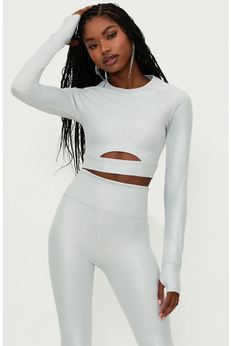 Francine Crop Top, Alternate, color, SILVER SHINE WAFFLE