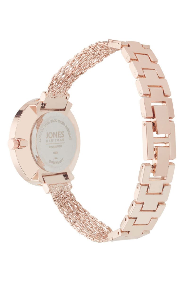 Jones New York Diamond Quartz Mesh Bracelet Watch, 36mm, Alternate, color, White/ Rose Gold